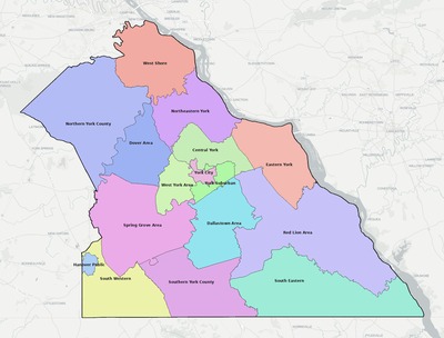 York County PA school district boundaries map