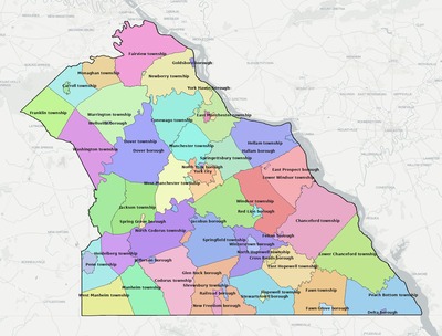 York County PA townships and subdivisions map