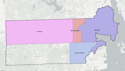 Kent County RI school district boundaries map