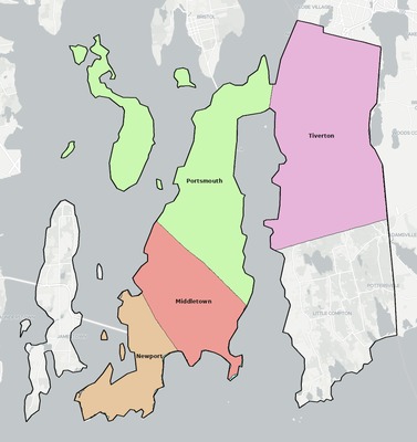 Newport County RI school district boundaries map