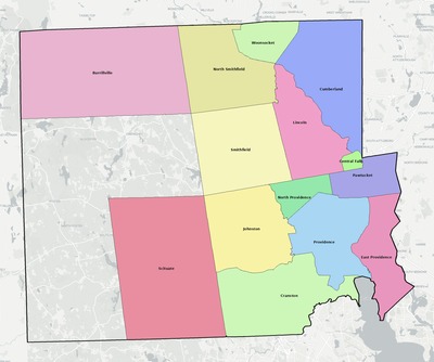 Providence County RI school district boundaries map