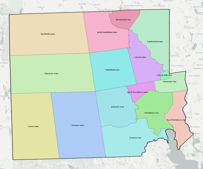 Providence County RI townships and subdivisions map