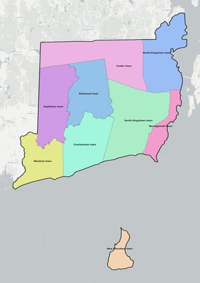 Washington County RI townships and subdivisions map