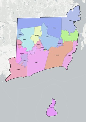 Washington County RI ZIP code map preview