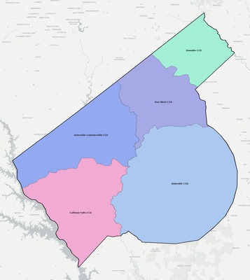Abbeville County SC townships and subdivisions map