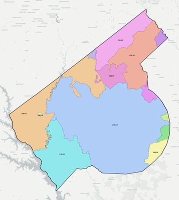 Abbeville County SC ZIP code boundaries map