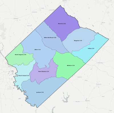 Aiken County SC county subdivision map preview