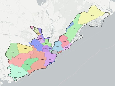 Charleston County SC ZIP code map preview