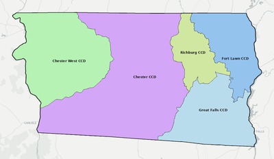 Chester County SC townships and subdivisions map