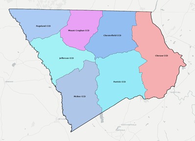 Chesterfield County SC townships and subdivisions map