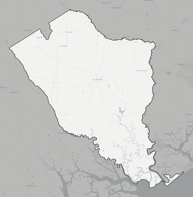 Colleton County SC county basemap context