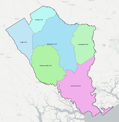 Colleton County SC townships and subdivisions map