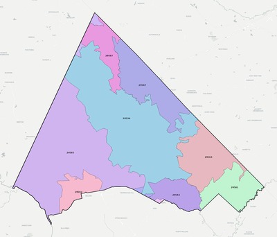 Dillon County SC ZIP code boundaries map