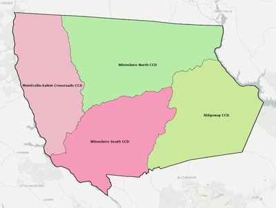 Fairfield County SC townships and subdivisions map