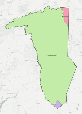 Greenville County SC school district boundaries map