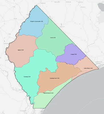 Horry County SC townships and subdivisions map