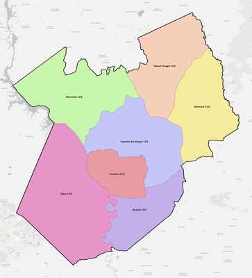 Kershaw County SC townships and subdivisions map