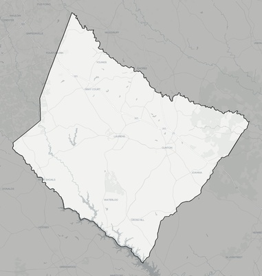 Laurens County SC county basemap context