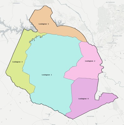 Lexington County SC school district boundaries map