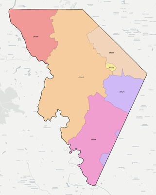 Marlboro County SC ZIP code boundaries map