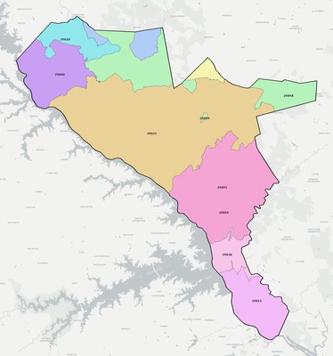 McCormick County SC ZIP code boundaries map