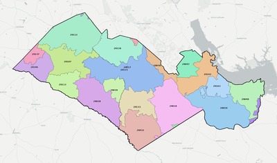 Orangeburg County SC ZIP code boundaries map