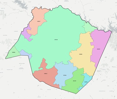 Saluda County SC ZIP code boundaries map