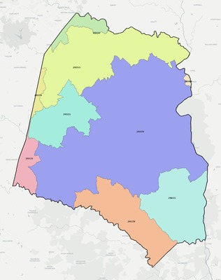 Union County SC ZIP code boundaries map