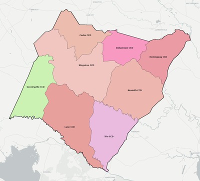 Williamsburg County SC townships and subdivisions map