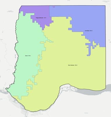 Bon Homme County SD school district boundaries map