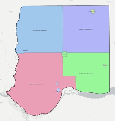 Bon Homme County SD townships and subdivisions map