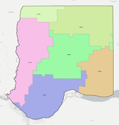 Bon Homme County SD ZIP code boundaries map