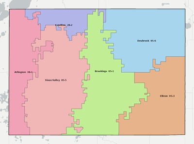 Brookings County SD school district boundaries map