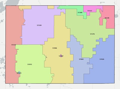 Brookings County SD ZIP code boundaries map