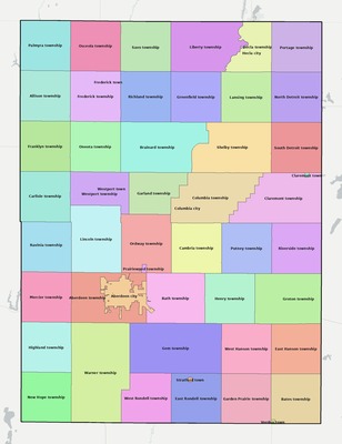 Brown County SD townships and subdivisions map