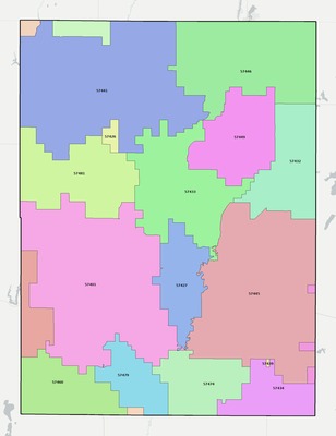Brown County SD ZIP code boundaries map