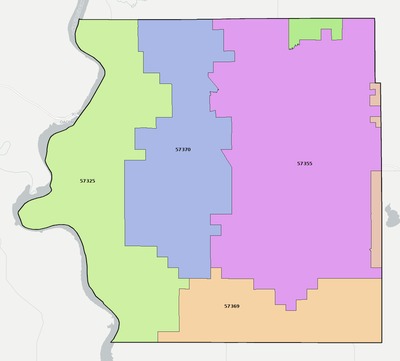 Brule County SD ZIP code boundaries map