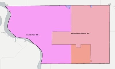 Buffalo County SD school district boundaries map