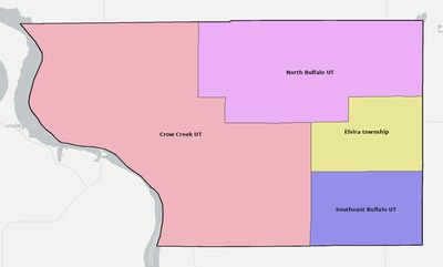 Buffalo County SD townships and subdivisions map