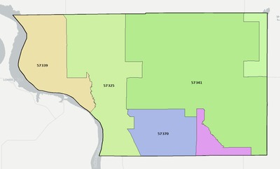Buffalo County SD ZIP code boundaries map