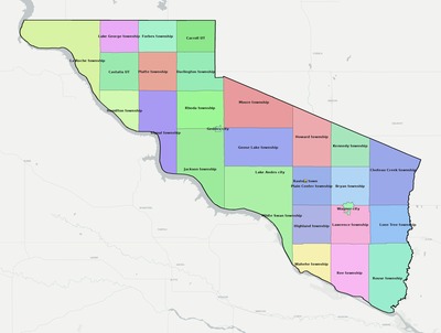 Charles Mix County SD townships and subdivisions map