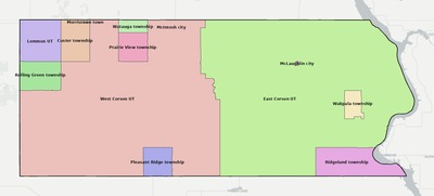 Corson County SD townships and subdivisions map