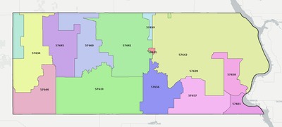 Corson County SD ZIP code boundaries map