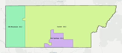 Custer County SD school district boundaries map