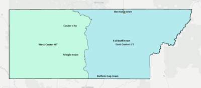 Custer County SD townships and subdivisions map