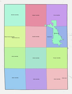 Davison County SD townships and subdivisions map