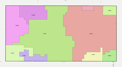 Edmunds County SD ZIP code boundaries map