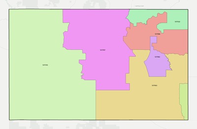 Fall River County SD ZIP code boundaries map