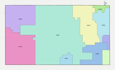 Faulk County SD ZIP code boundaries map
