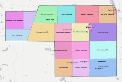 Grant County SD townships and subdivisions map